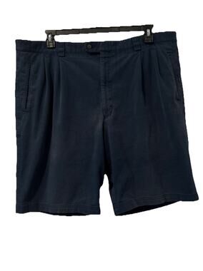 Saint Hilaire Navy Blue Pleated Front Shorts Mens Sz 43 Cottonblend